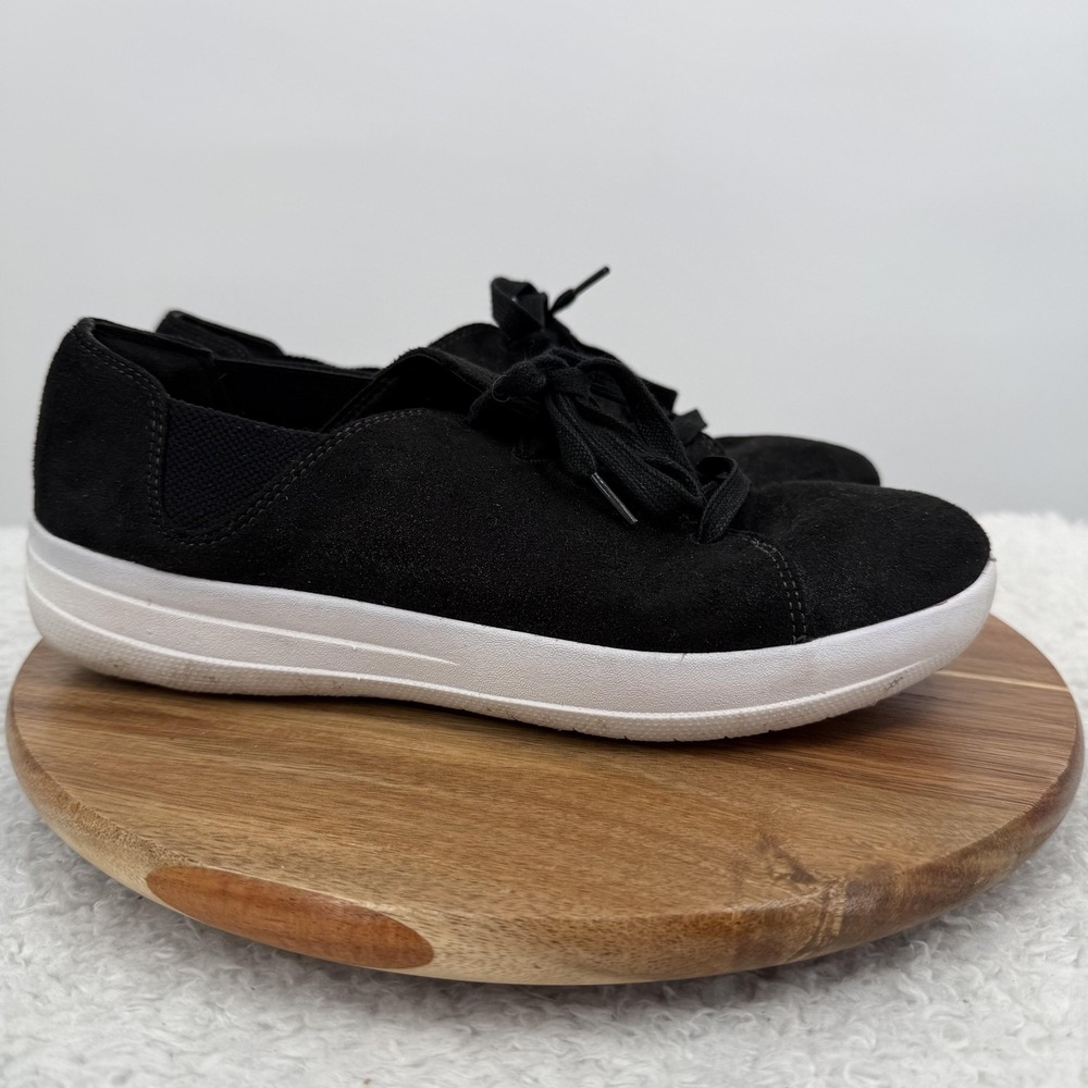 FitFlop Shoes Womens Size 8‎ Black Valentia Metallic Suede Lace Up Comfort